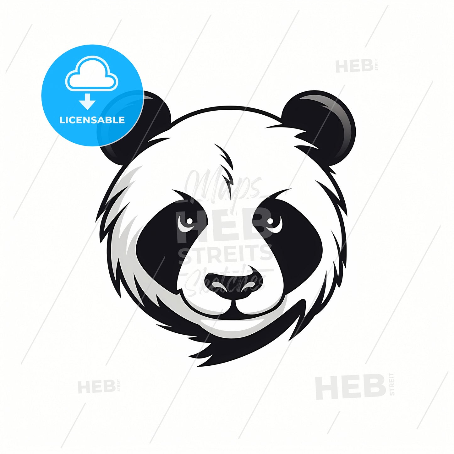 A Panda Head With Black Ears