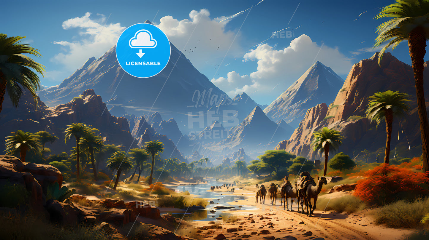 A Camels Walking Through A Desert