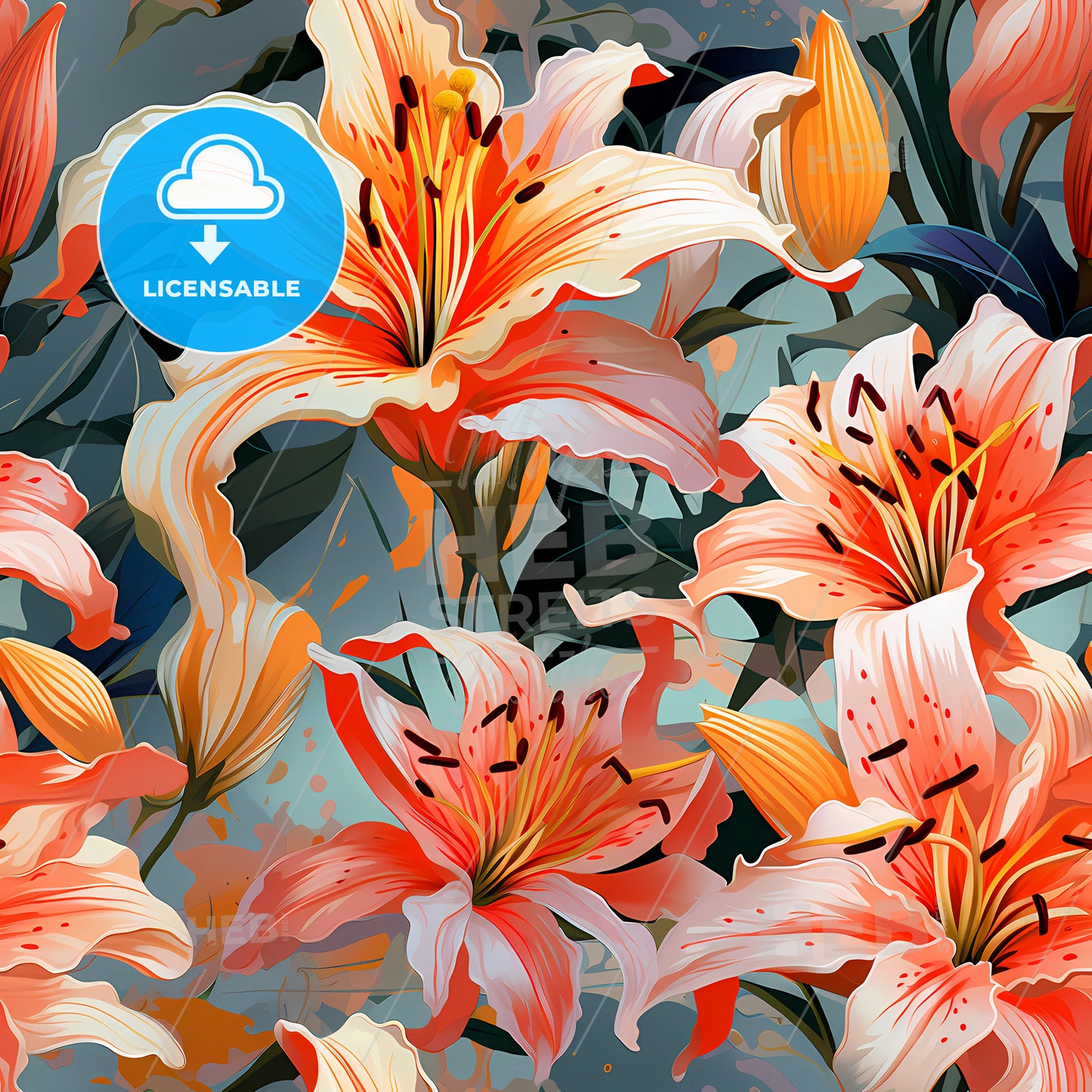 A Group Of Orange And White Flowers