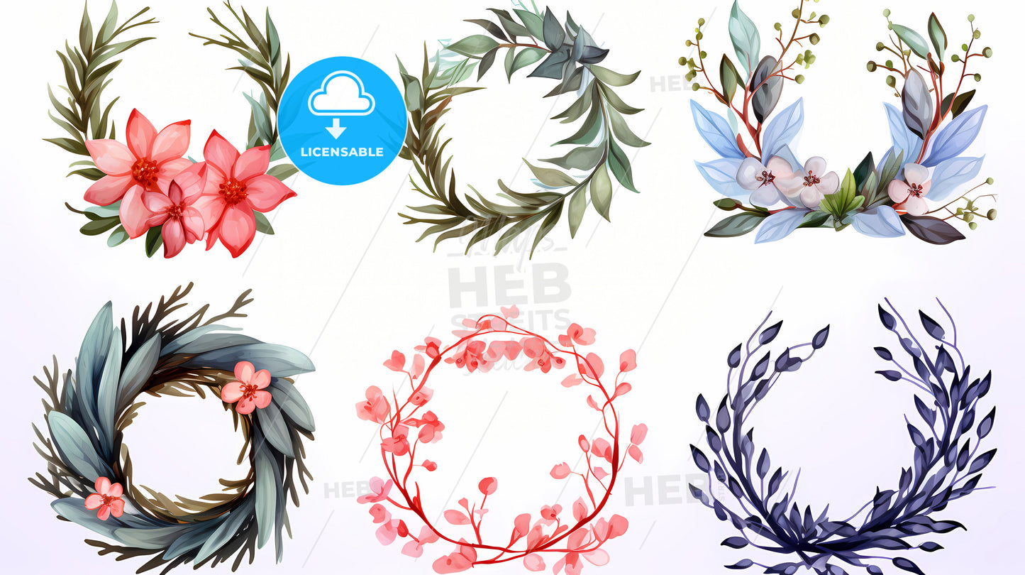 A Group Of Floral Wreaths