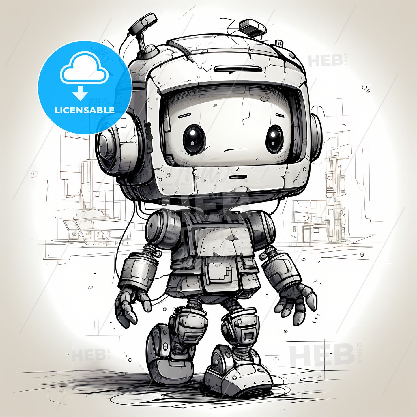 A Cartoon Character With A Square Head