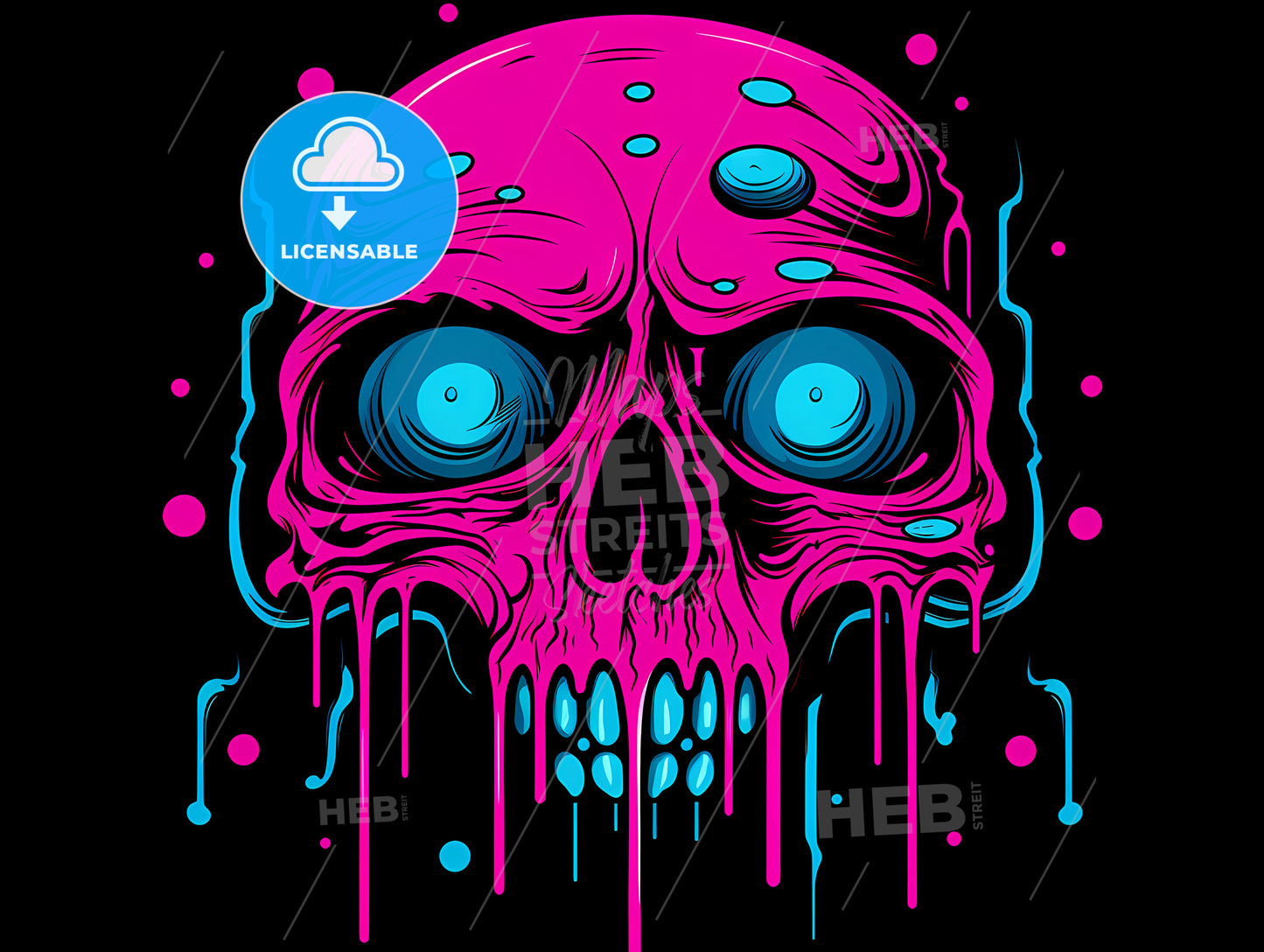 A Pink Skull With Blue Eyes