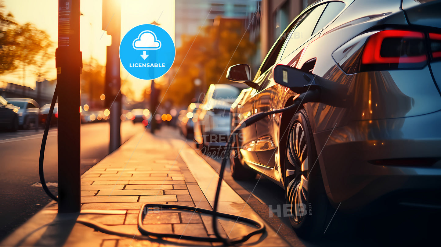 A Car Charging At A Charging Station