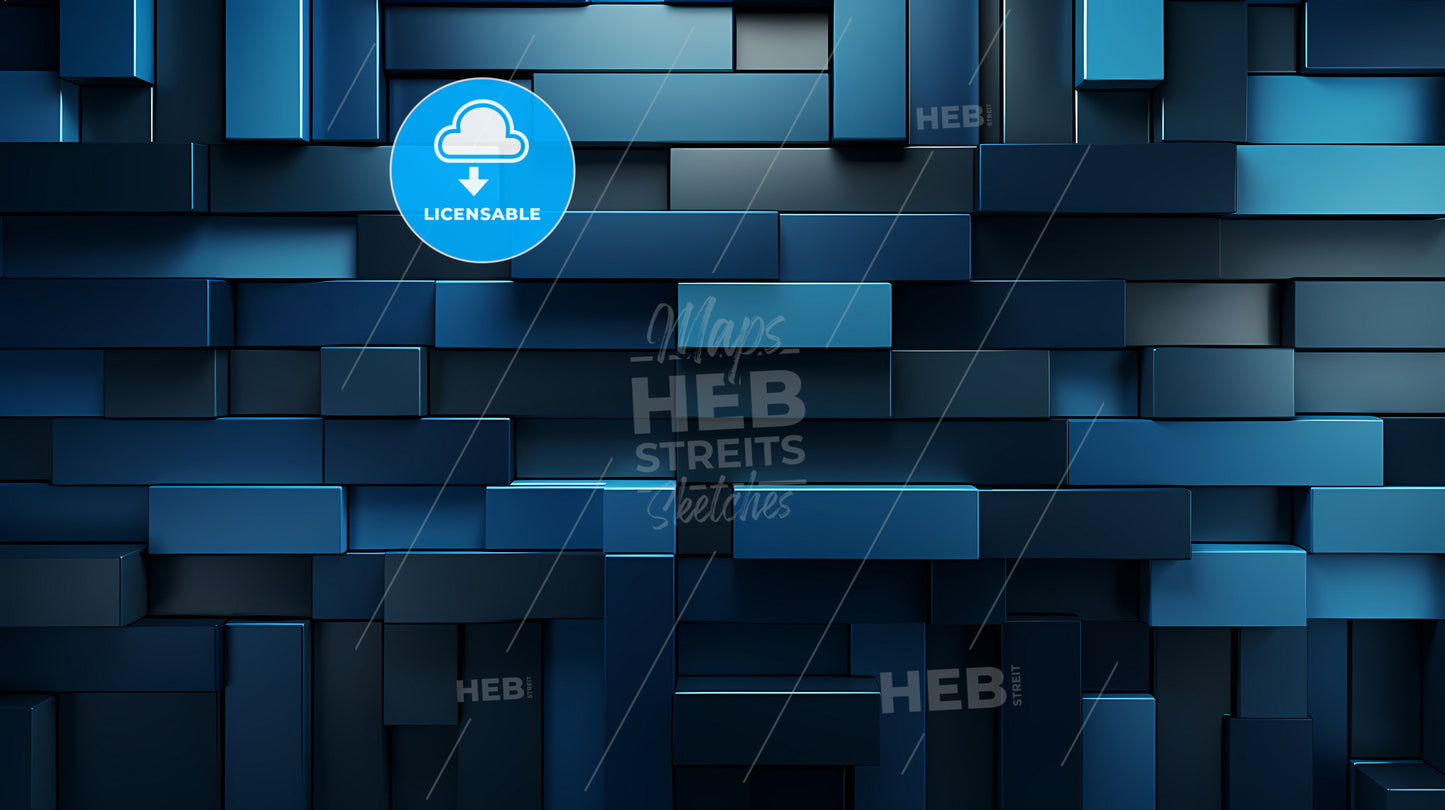 A Wall Of Blue Rectangular Blocks