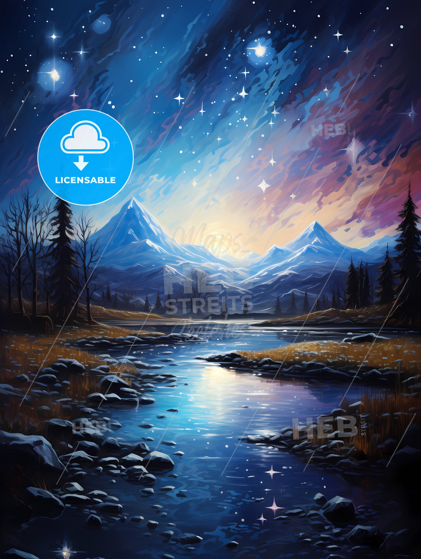 A River With Trees And Mountains In The Background