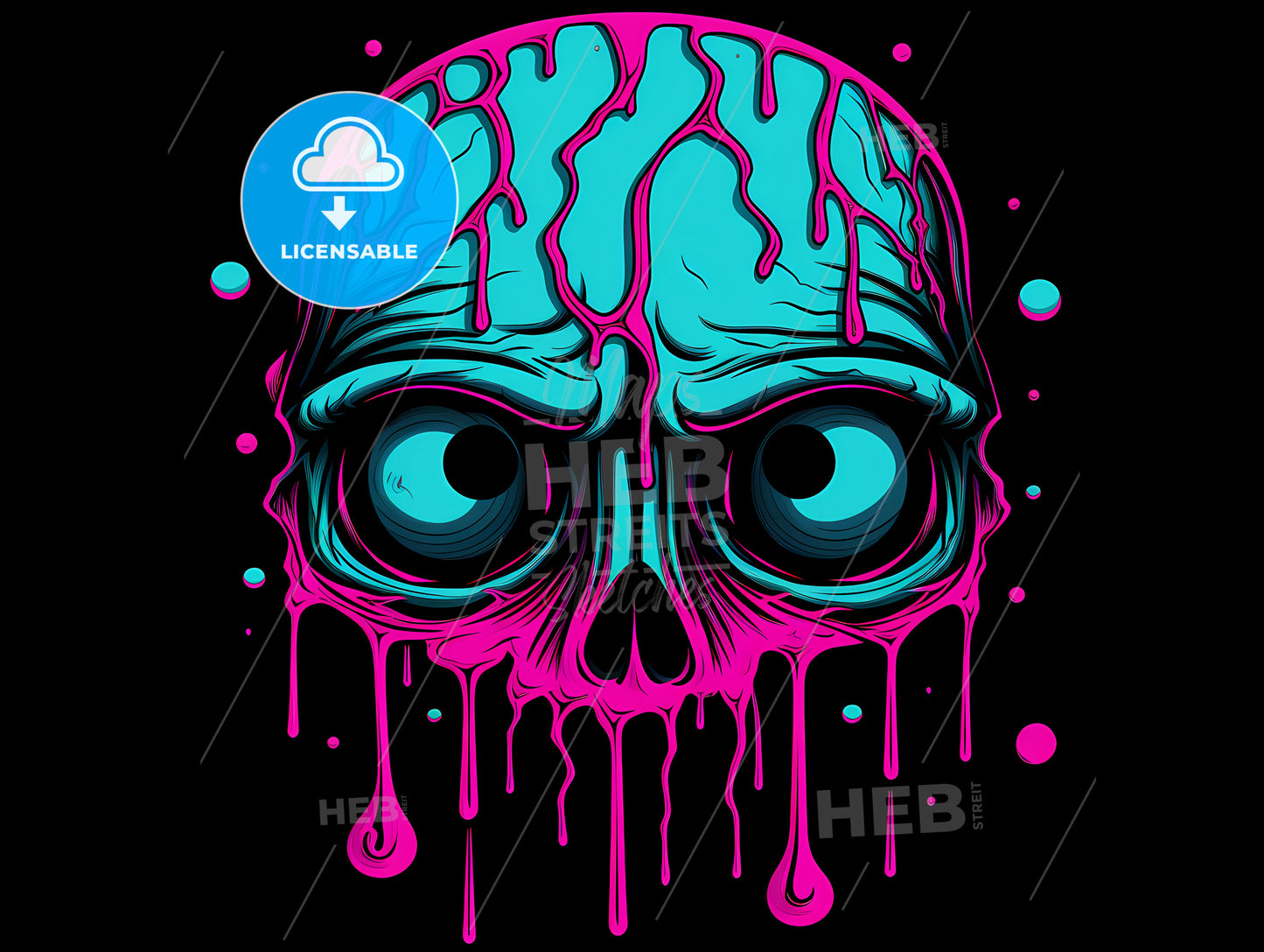 A Skull With Dripping Paint