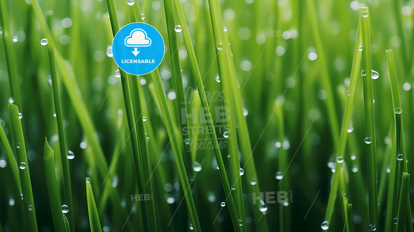 Close Up Of Water Droplets On Grass