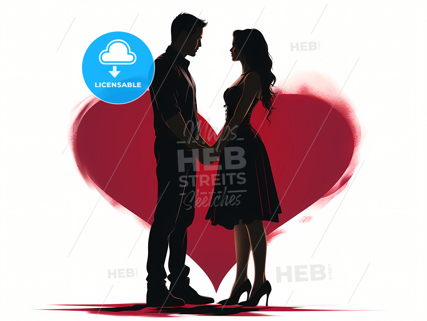 A Silhouette Of A Man And Woman Holding Hands