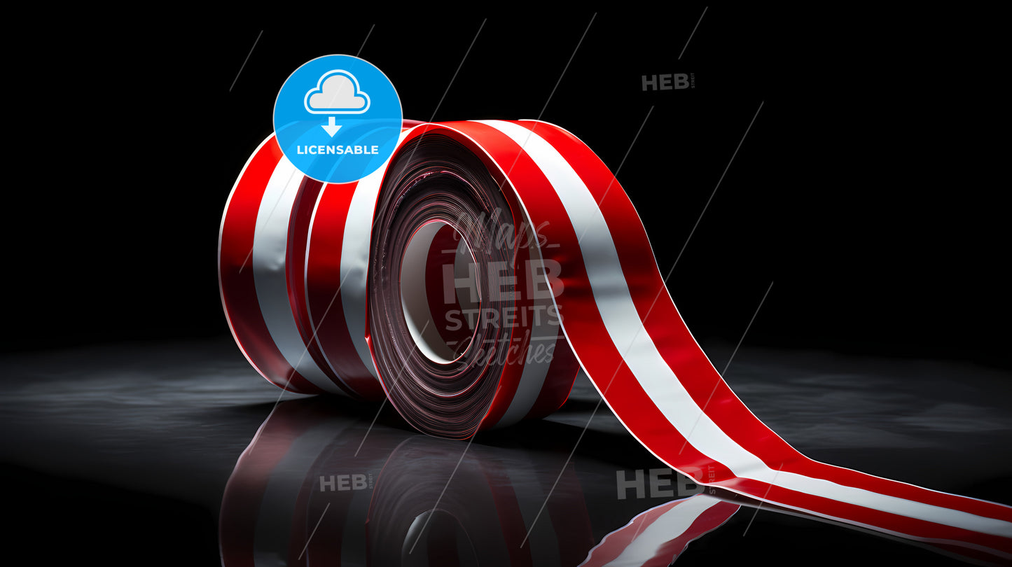 A Roll Of Red And White Tape