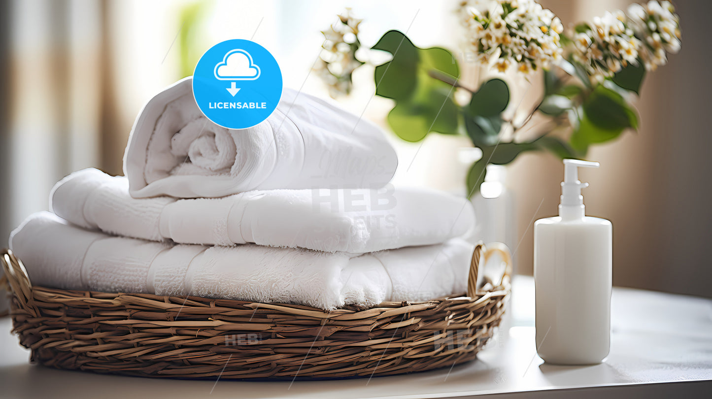 A Basket Of Towels And A Mug