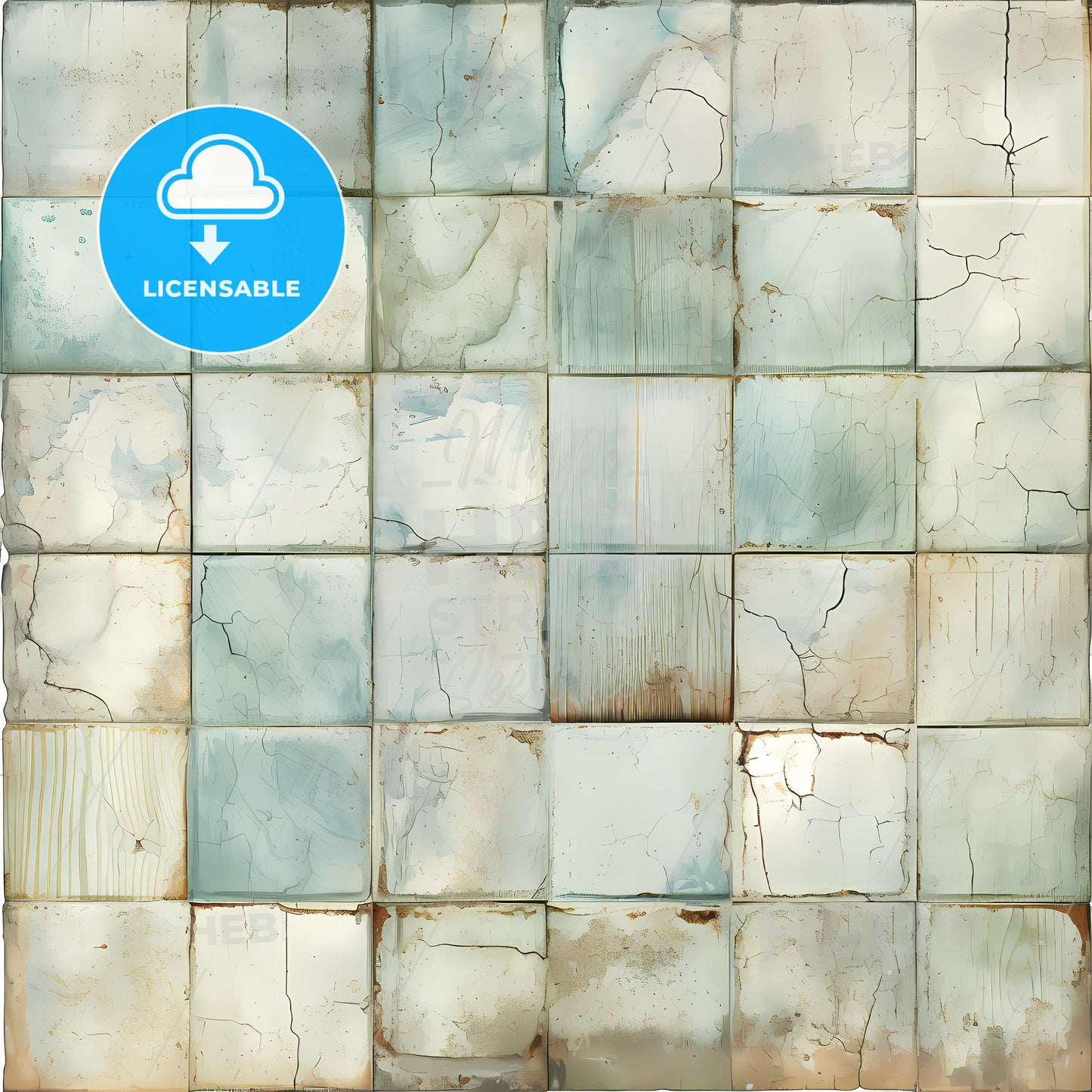 A Wall Of White And Blue Squares