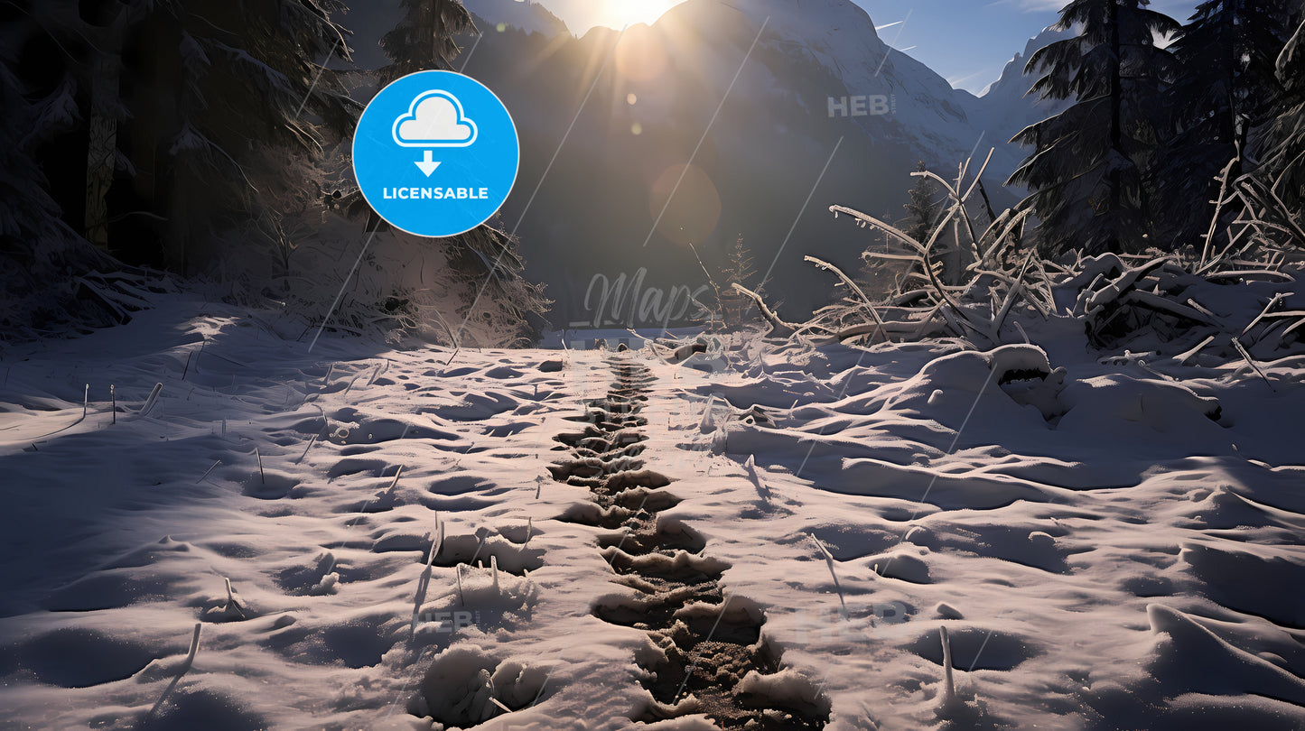 A Foot Prints In The Snow