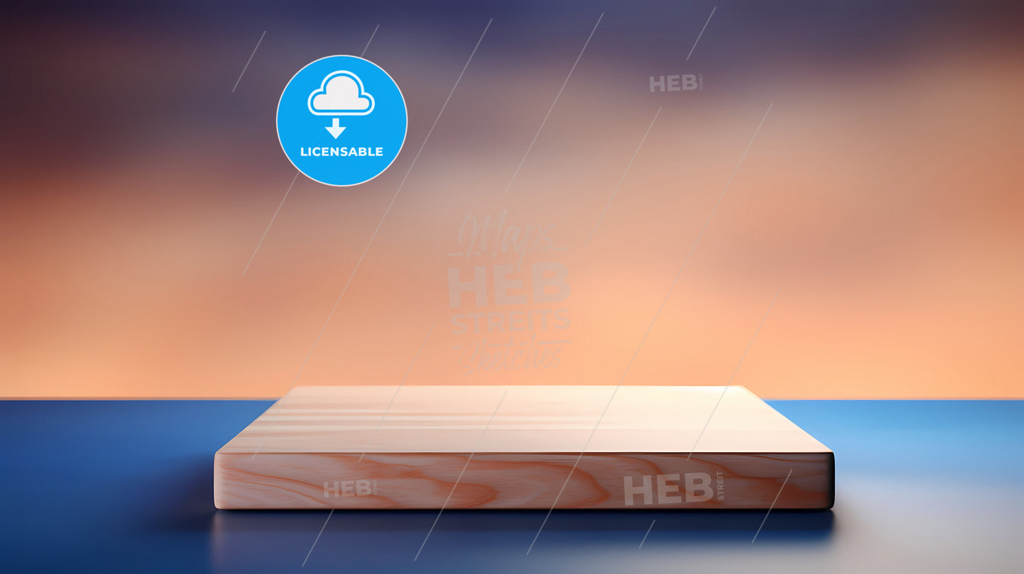 A Wooden Board On A Blue Surface