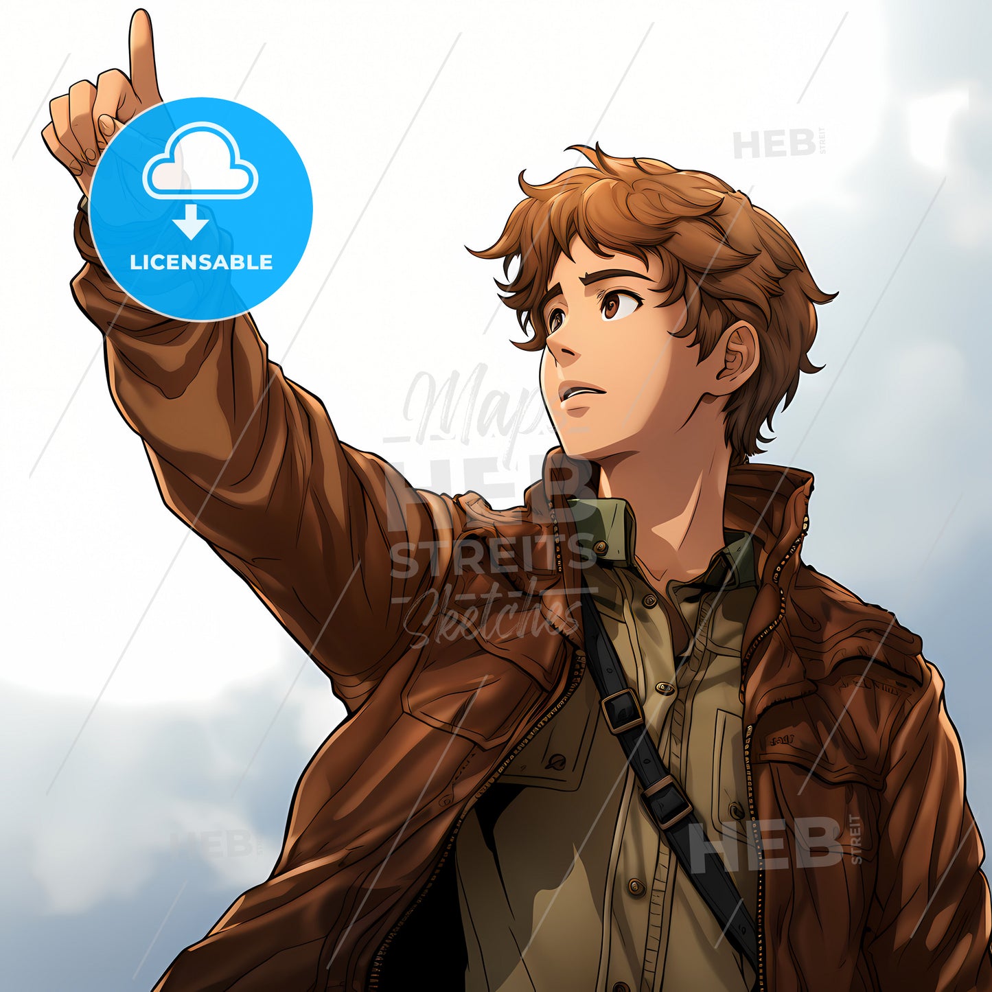 A Cartoon Of A Man Pointing Up