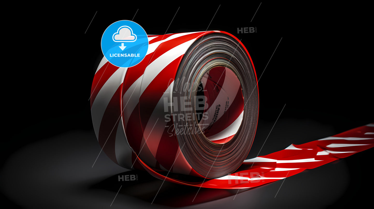 A Roll Of Red And White Striped Tape