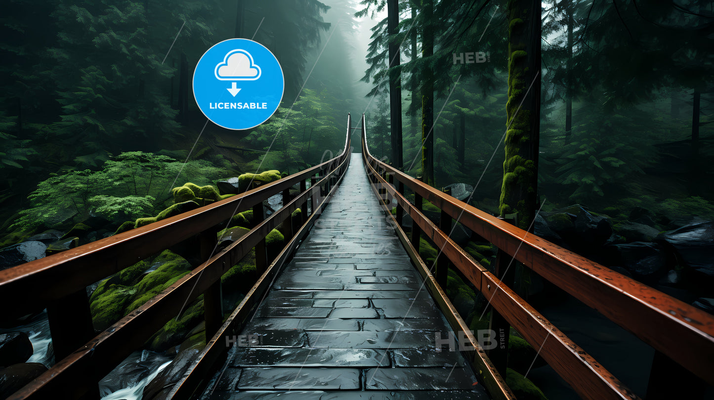 A Bridge With Railings And Trees