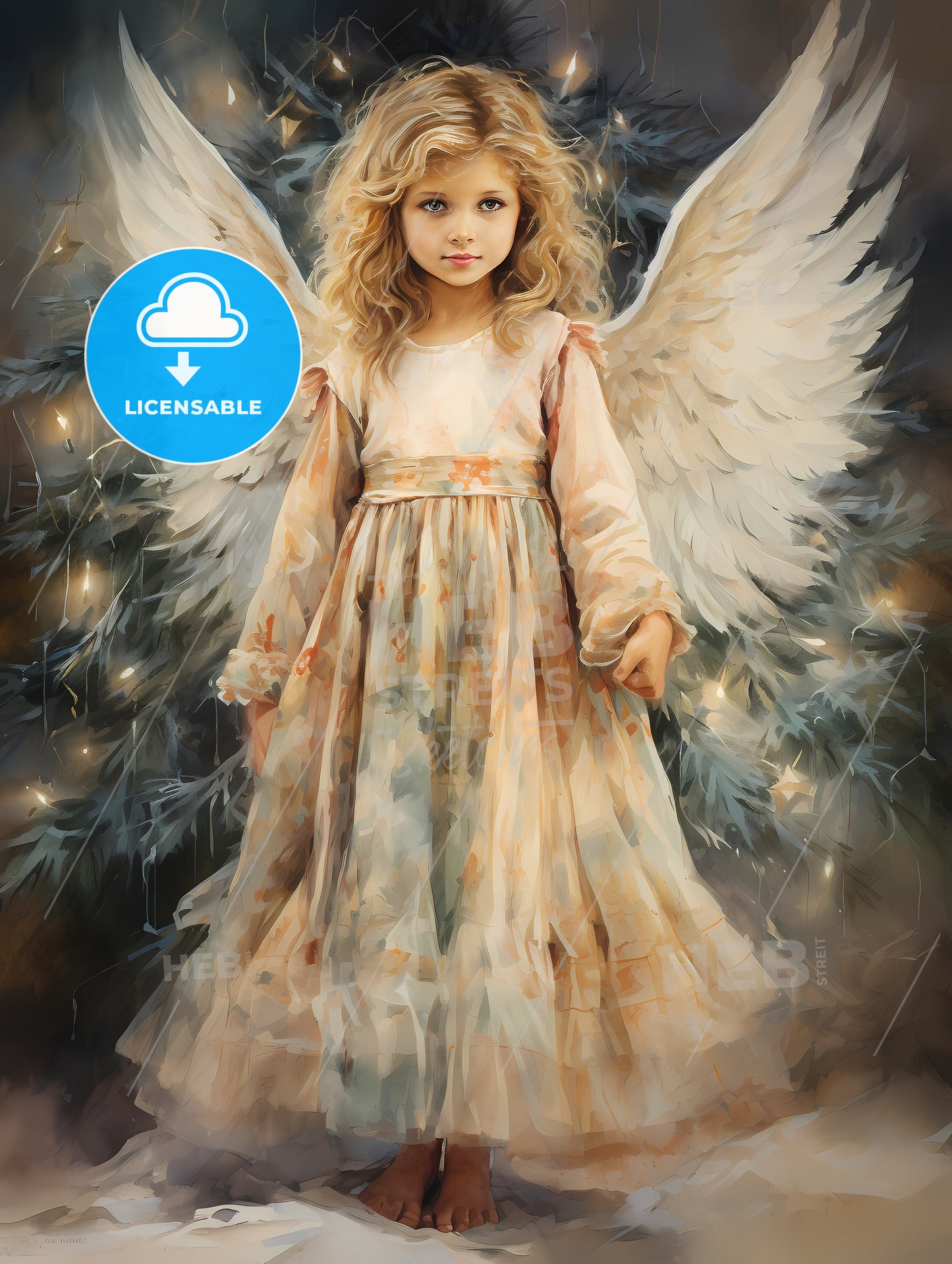 A Girl In A Dress With Wings