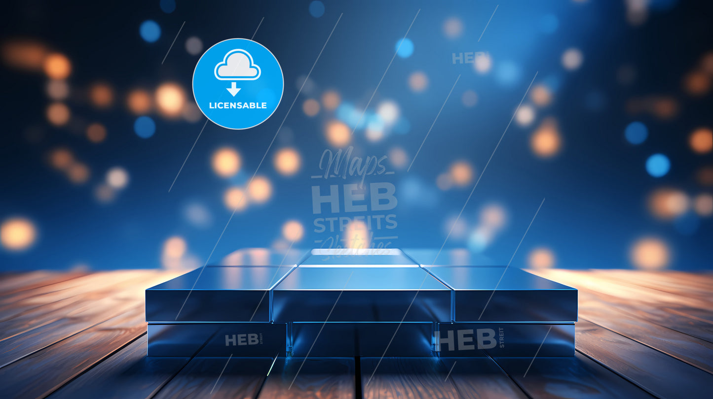 A Glass Blocks On A Wooden Surface