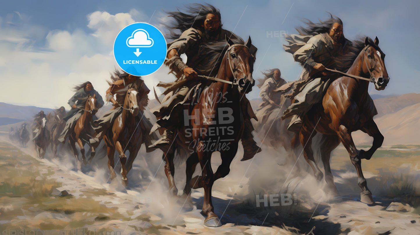 A Group Of Men Riding Horses