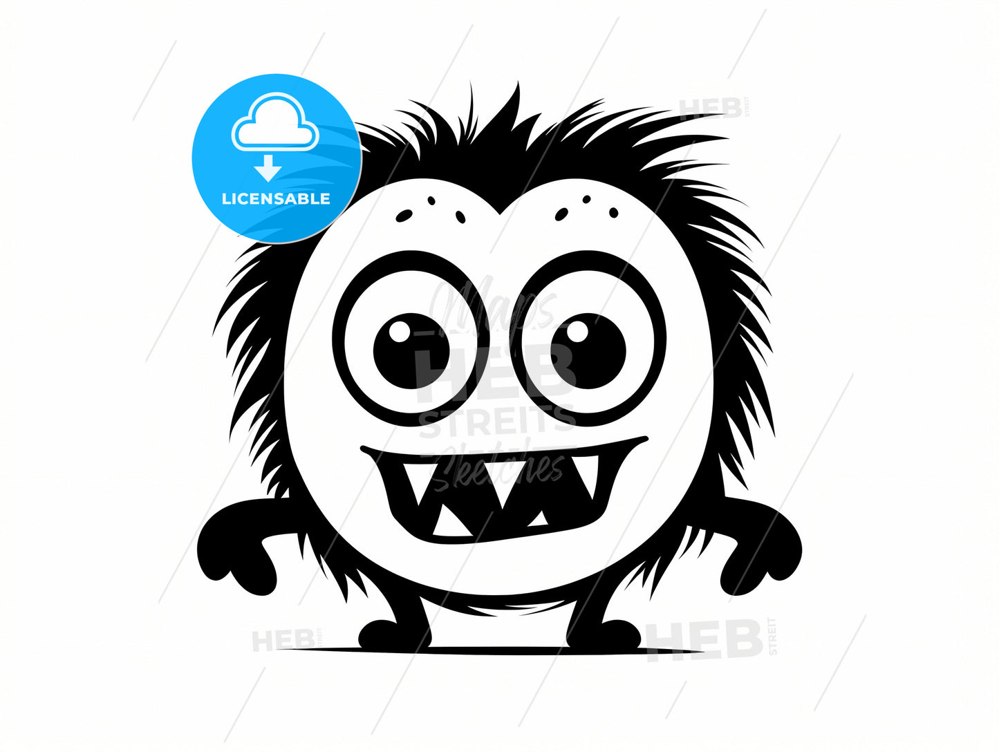 A Black And White Cartoon Of A Monster