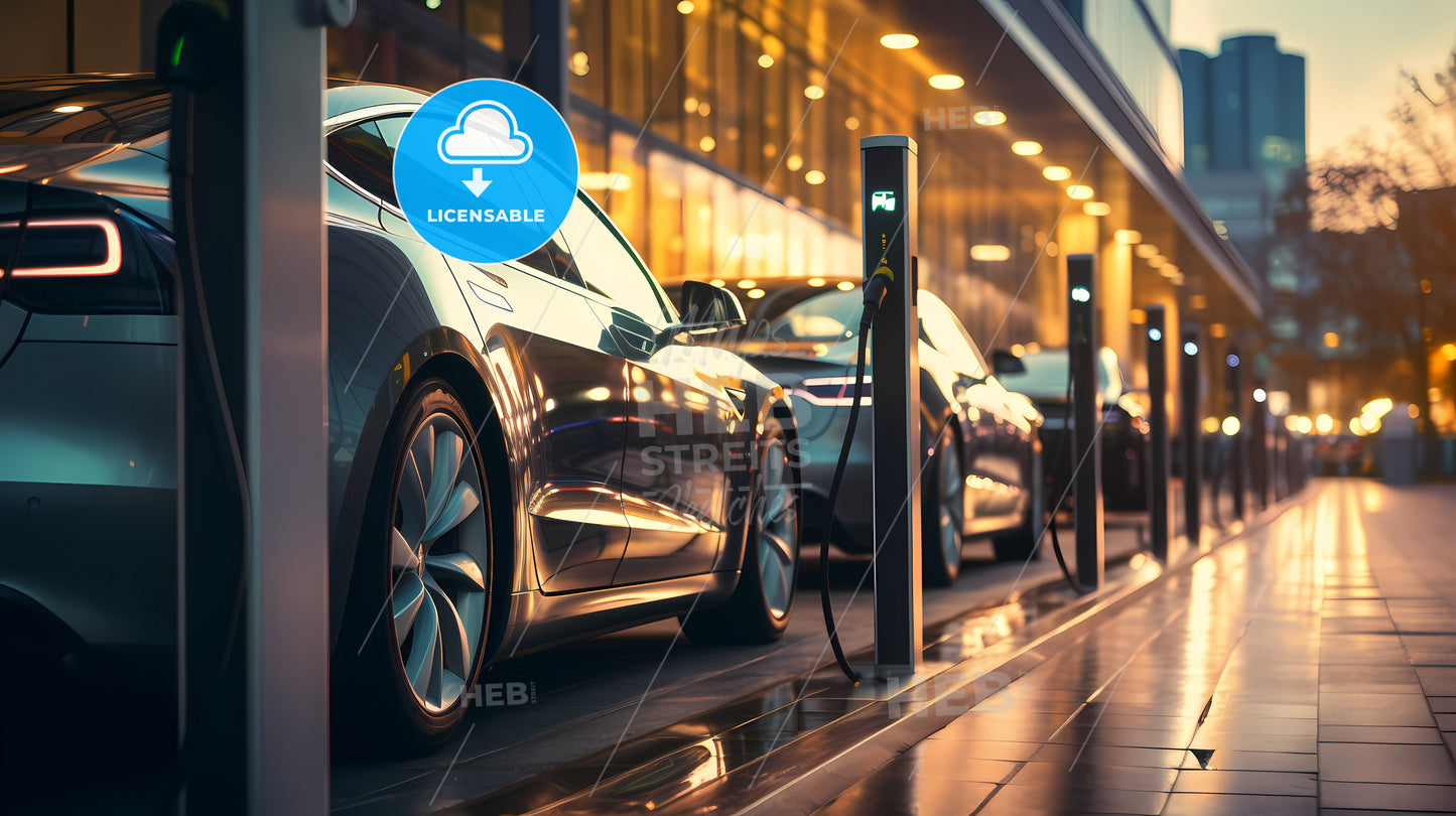 A Car Charging At A Charging Station