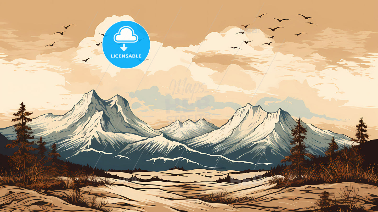 A Landscape With Mountains And Trees