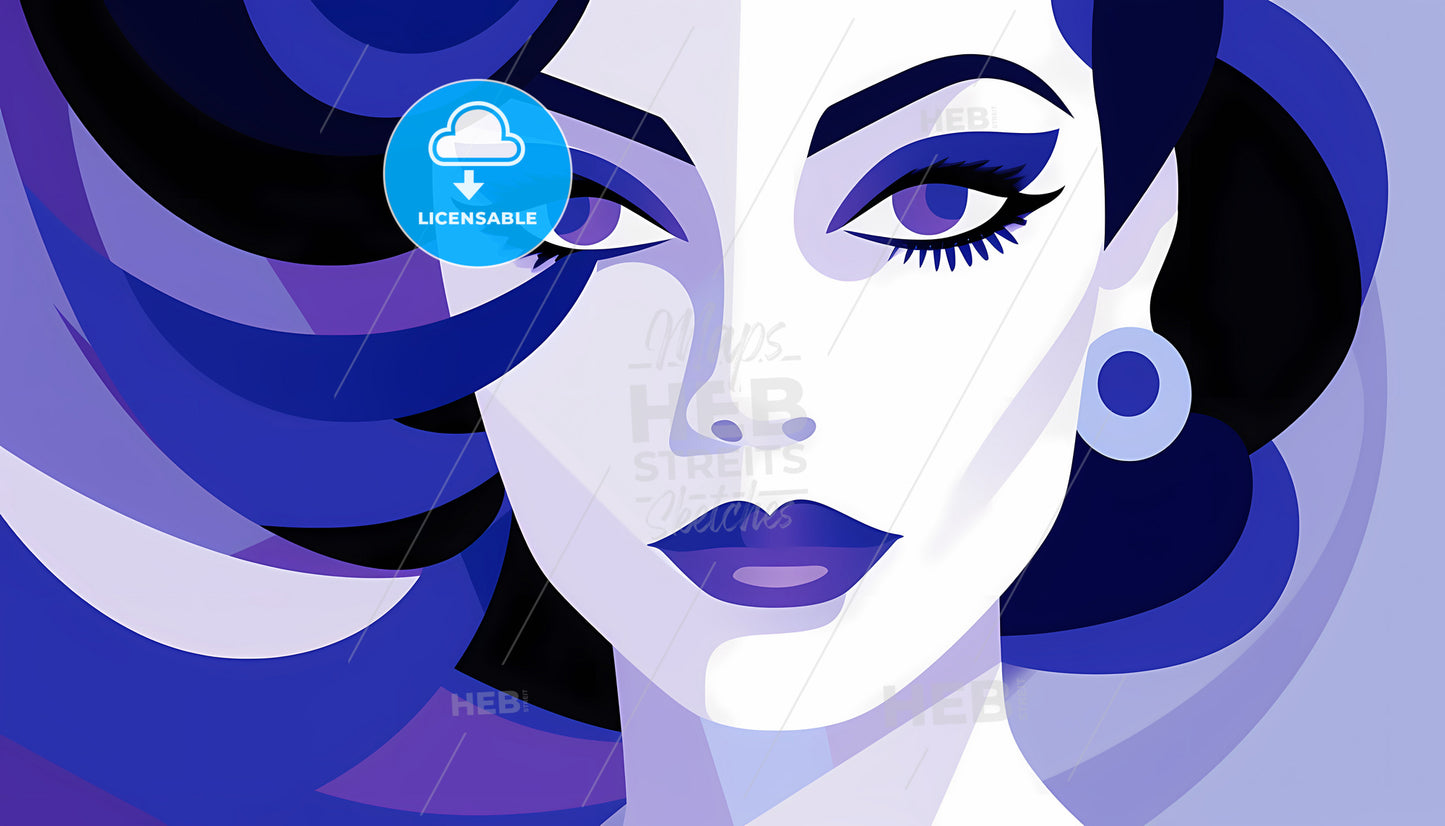 A Woman With Blue Hair And Purple Makeup