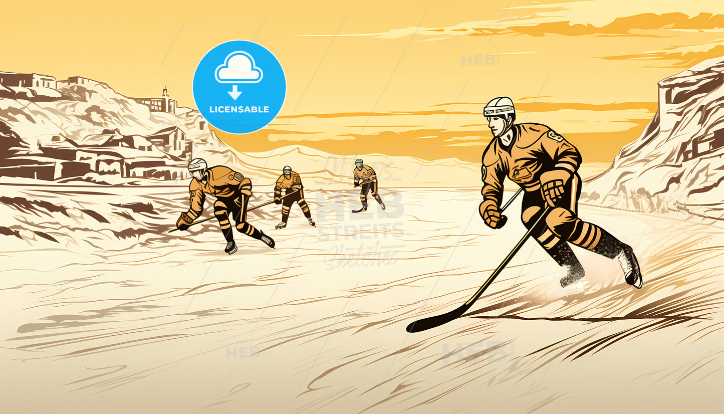 A Group Of People Playing Hockey