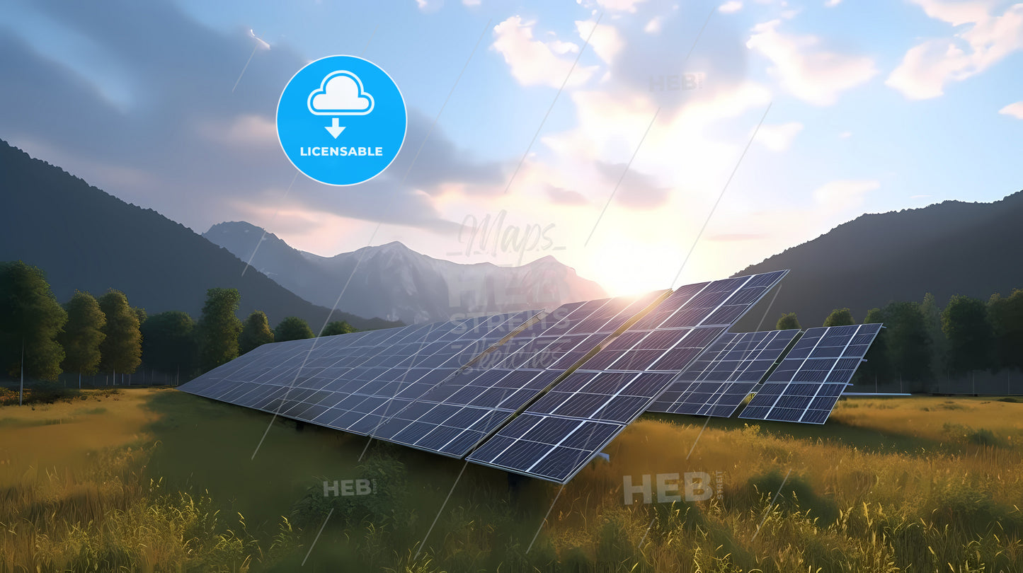 Solar Panels In A Field