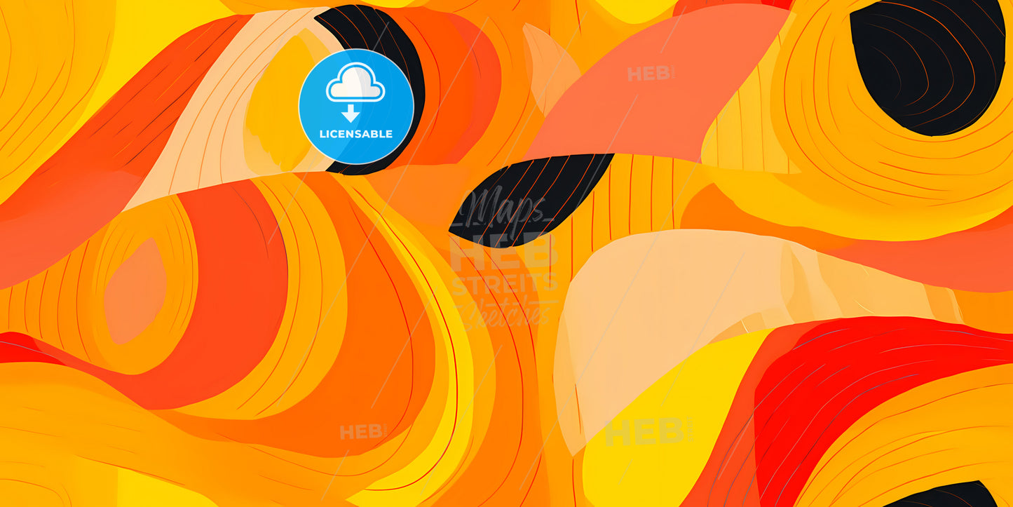 A Colorful Art With Black And Orange Lines