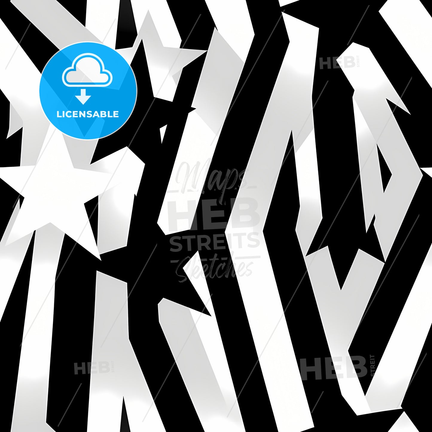 A Black And White Striped Background With Stars