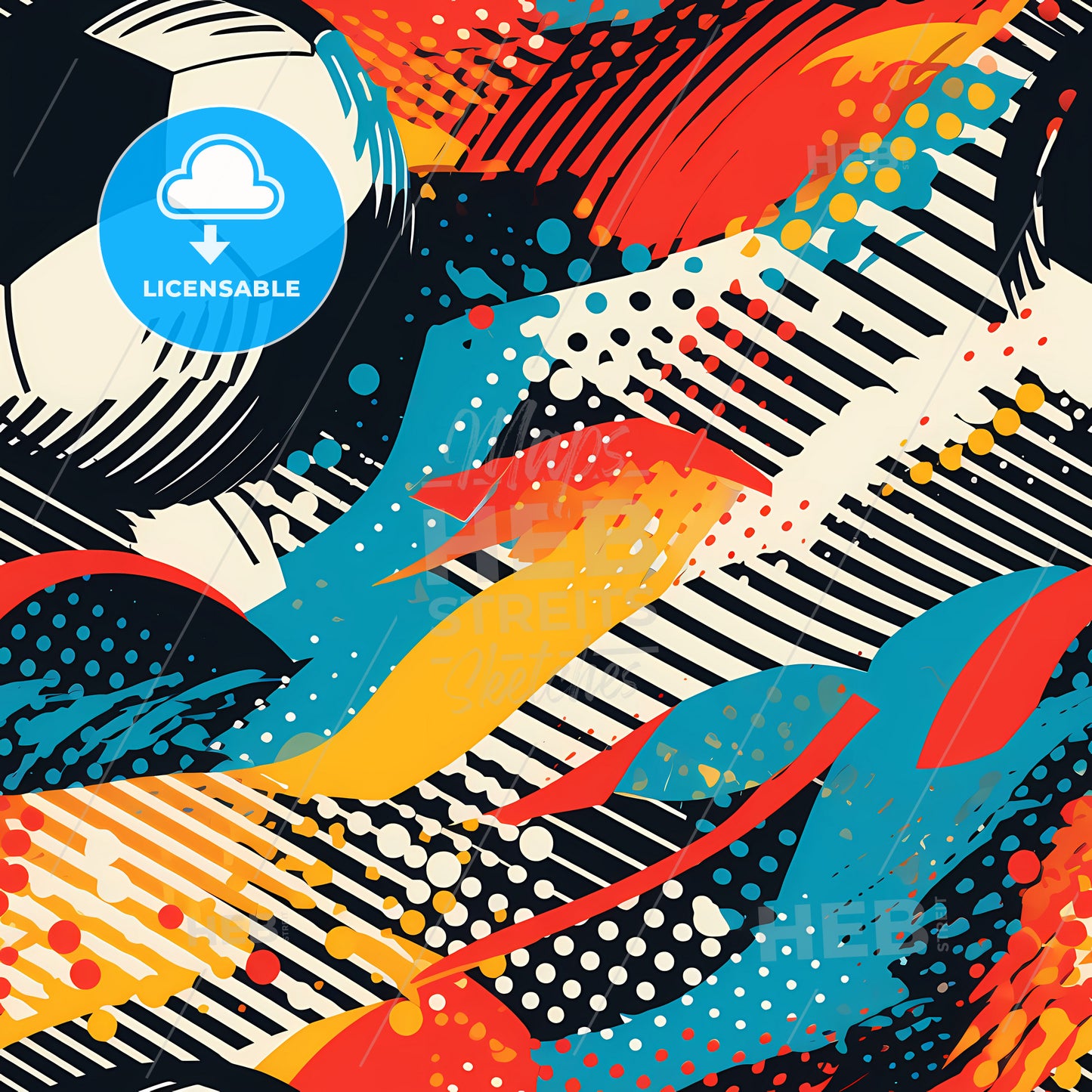 A Colorful Pattern With A Football Ball