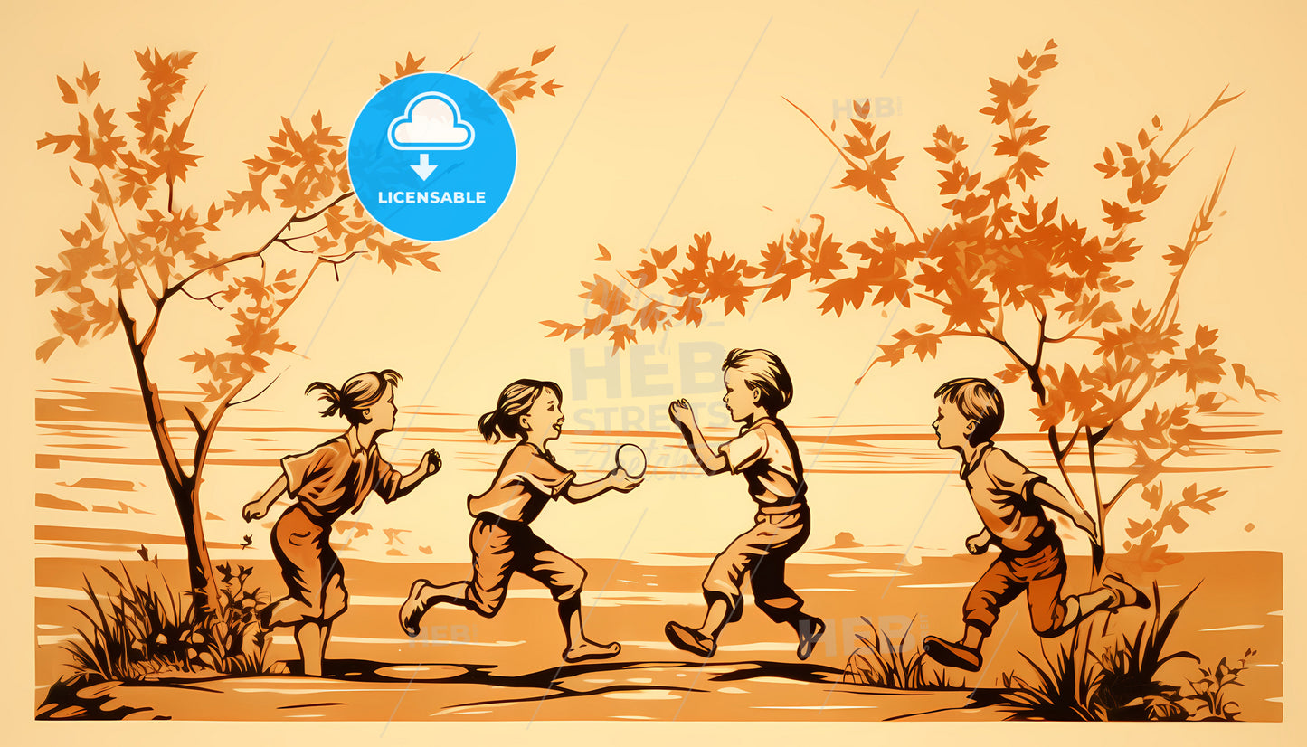 A Group Of Children Running