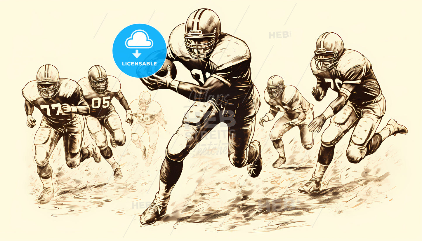 A Football Player Running With A Ball