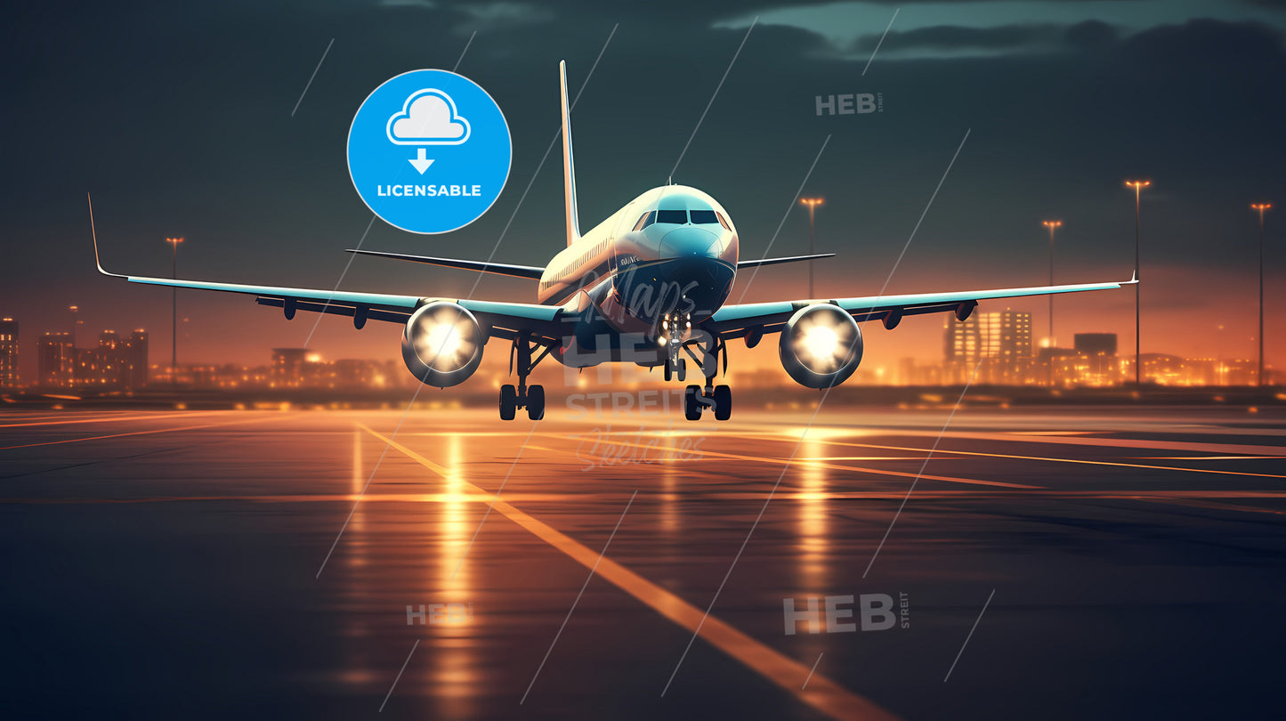 An Airplane Taking Off From A Runway