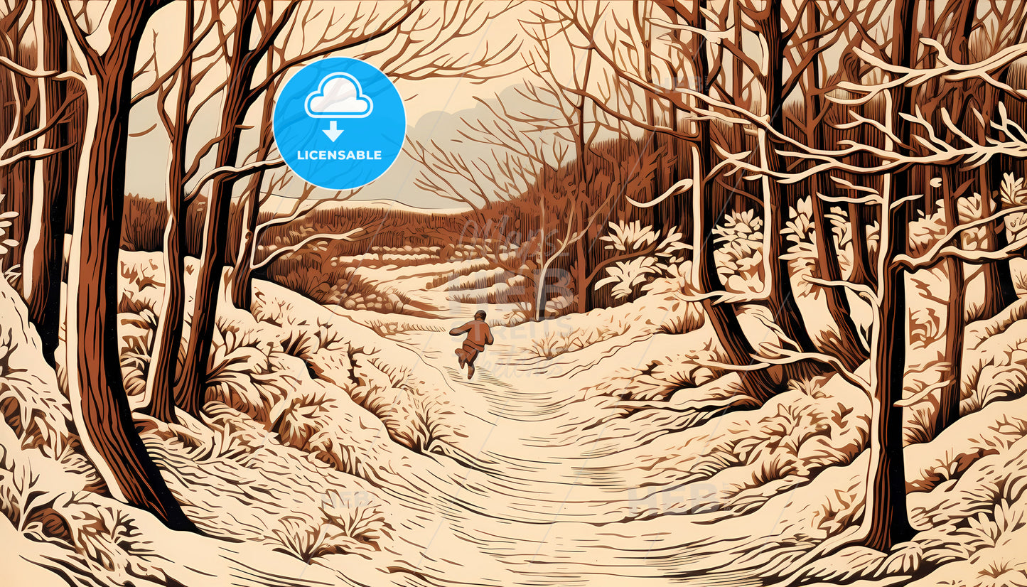 A Person Running On A Snowy Path