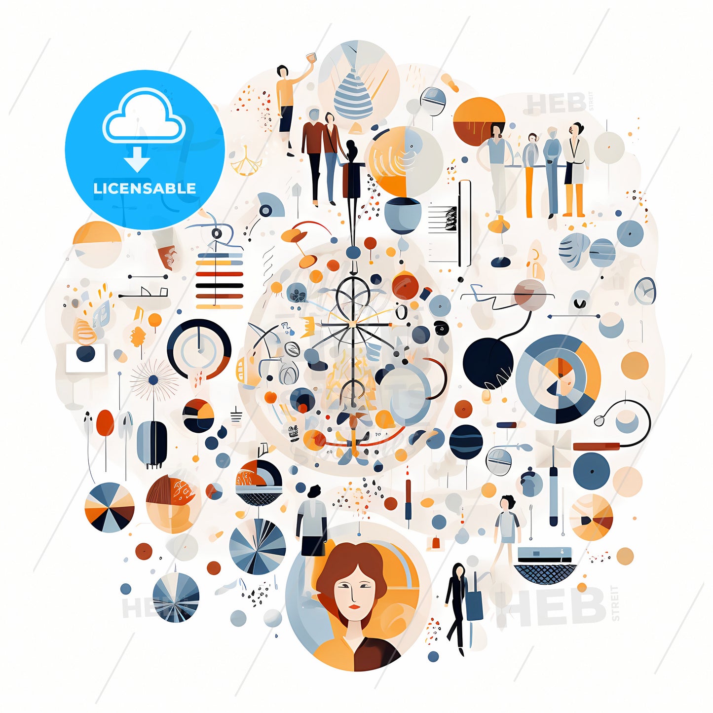 A Group Of People And Objects