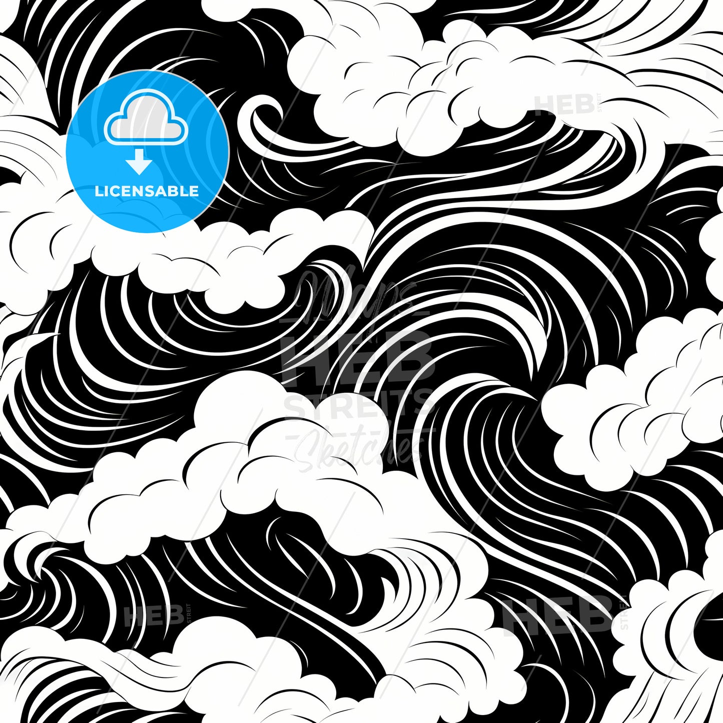 A Black And White Pattern With Waves