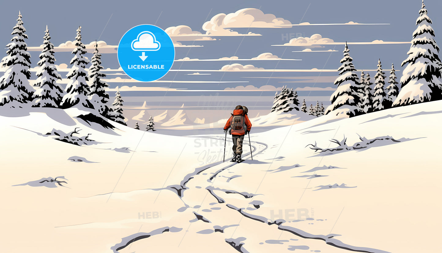 A Person Hiking In The Snow