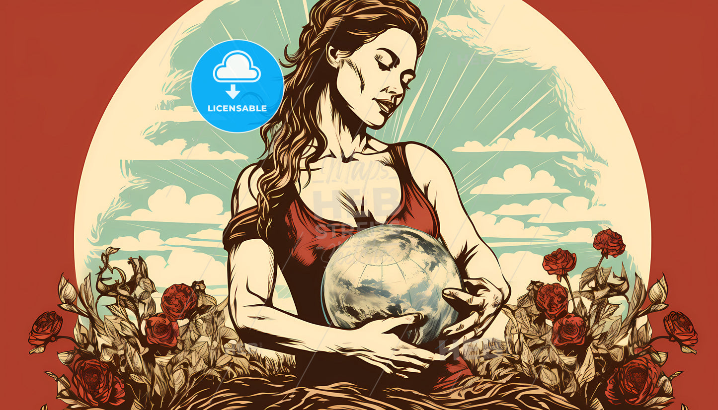 A Woman Holding A Globe In Her Hands