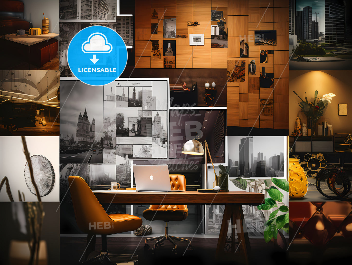 A Collage Of Pictures Of A Room