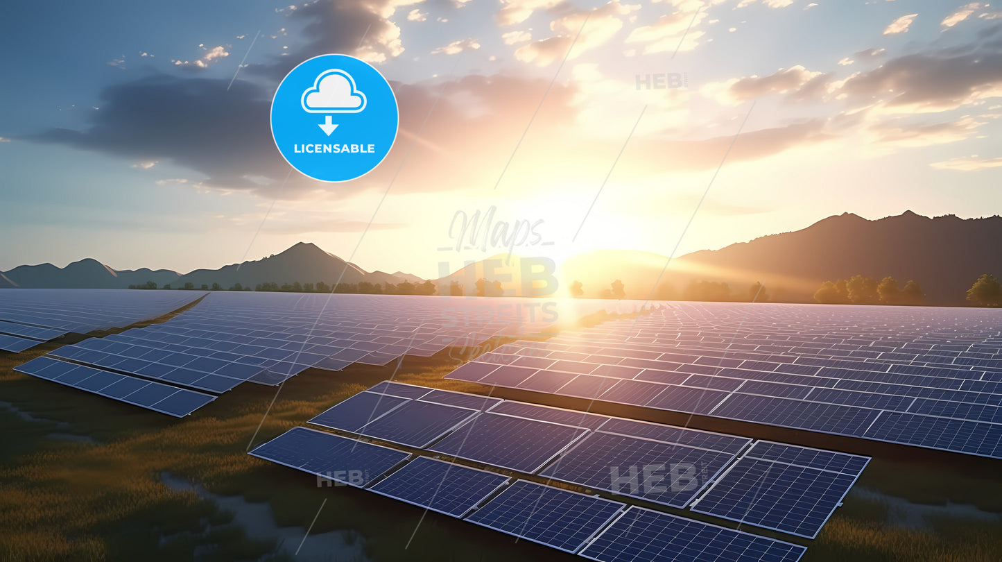 Solar Panels On A Field