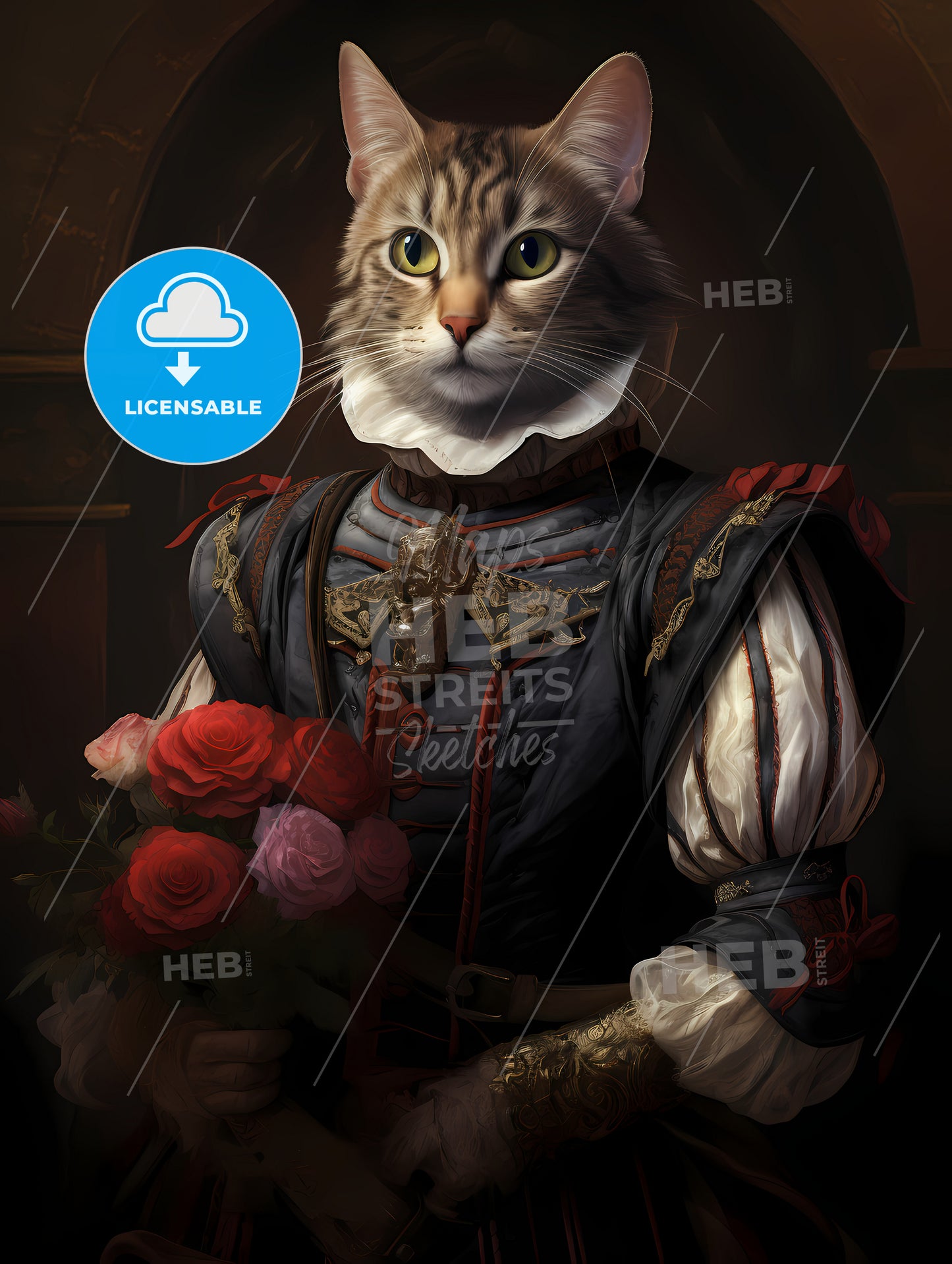 A Cat With A Head Of A Person In A Garment