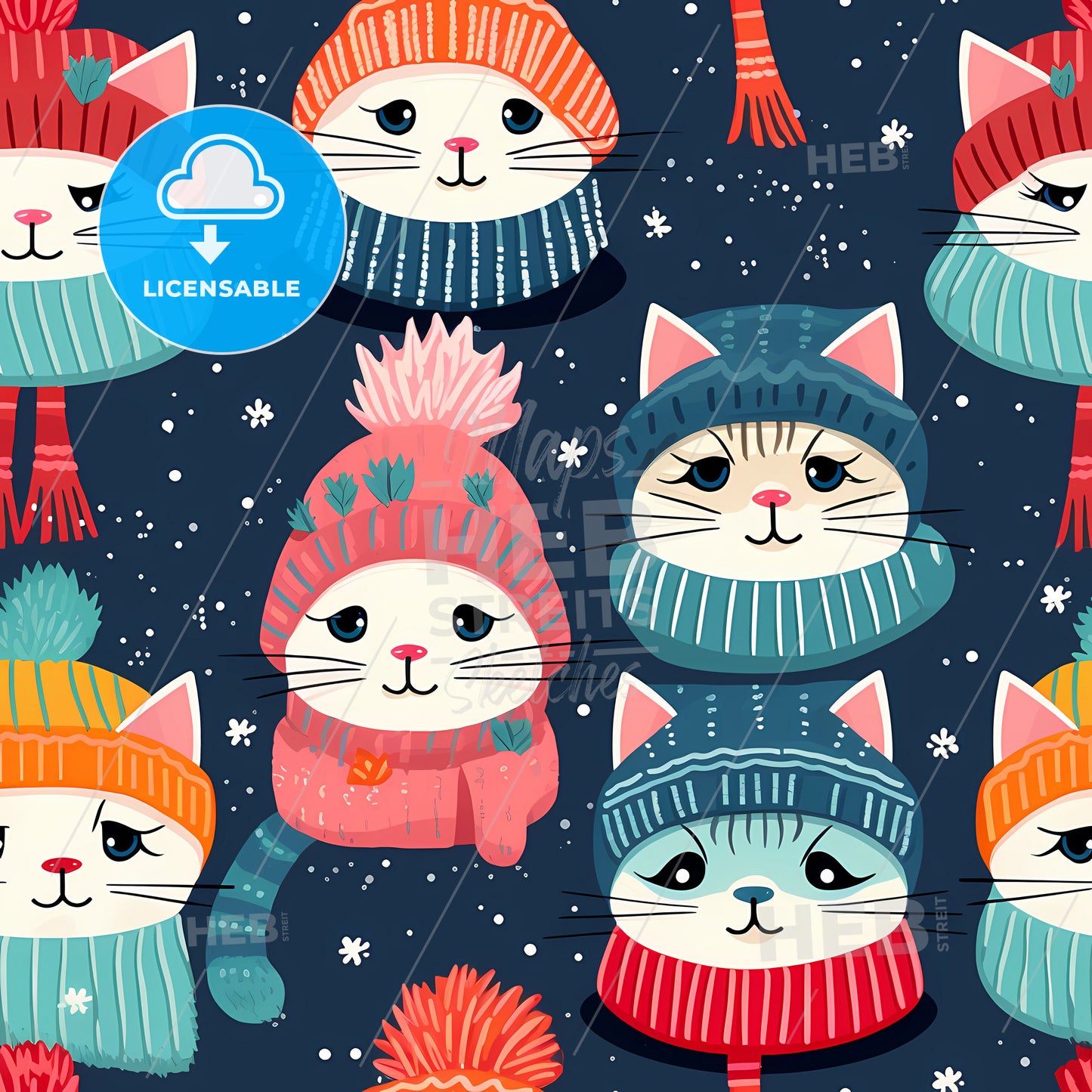 A Group Of Cats Wearing Hats