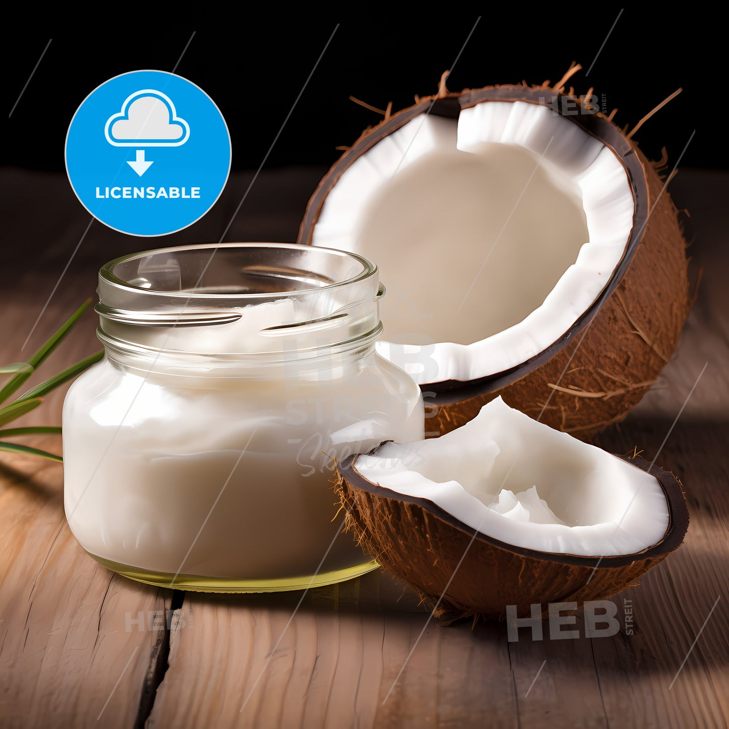 A Coconut With A Jar Of Coconut Oil