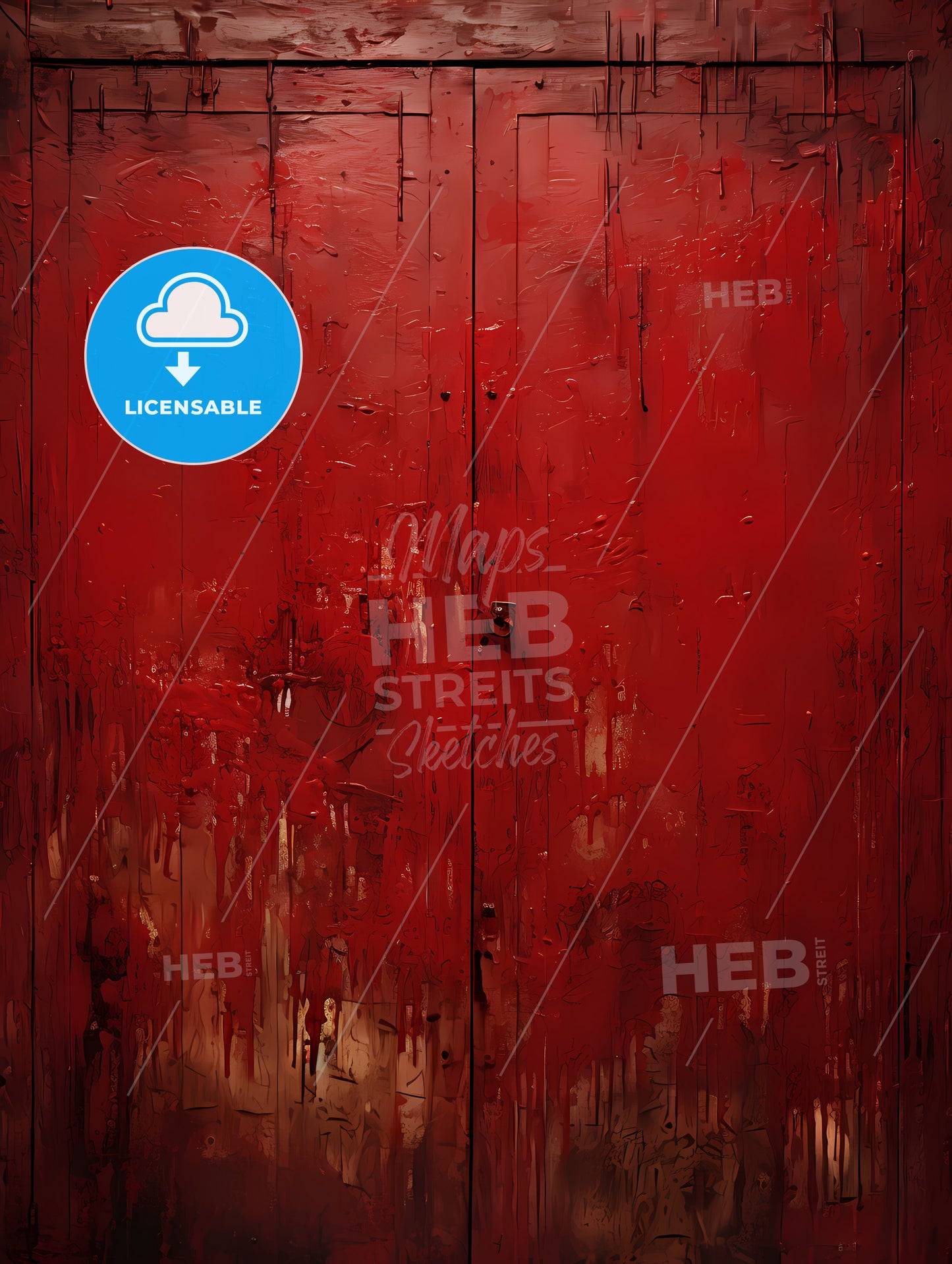 A Red Door With A Light On It