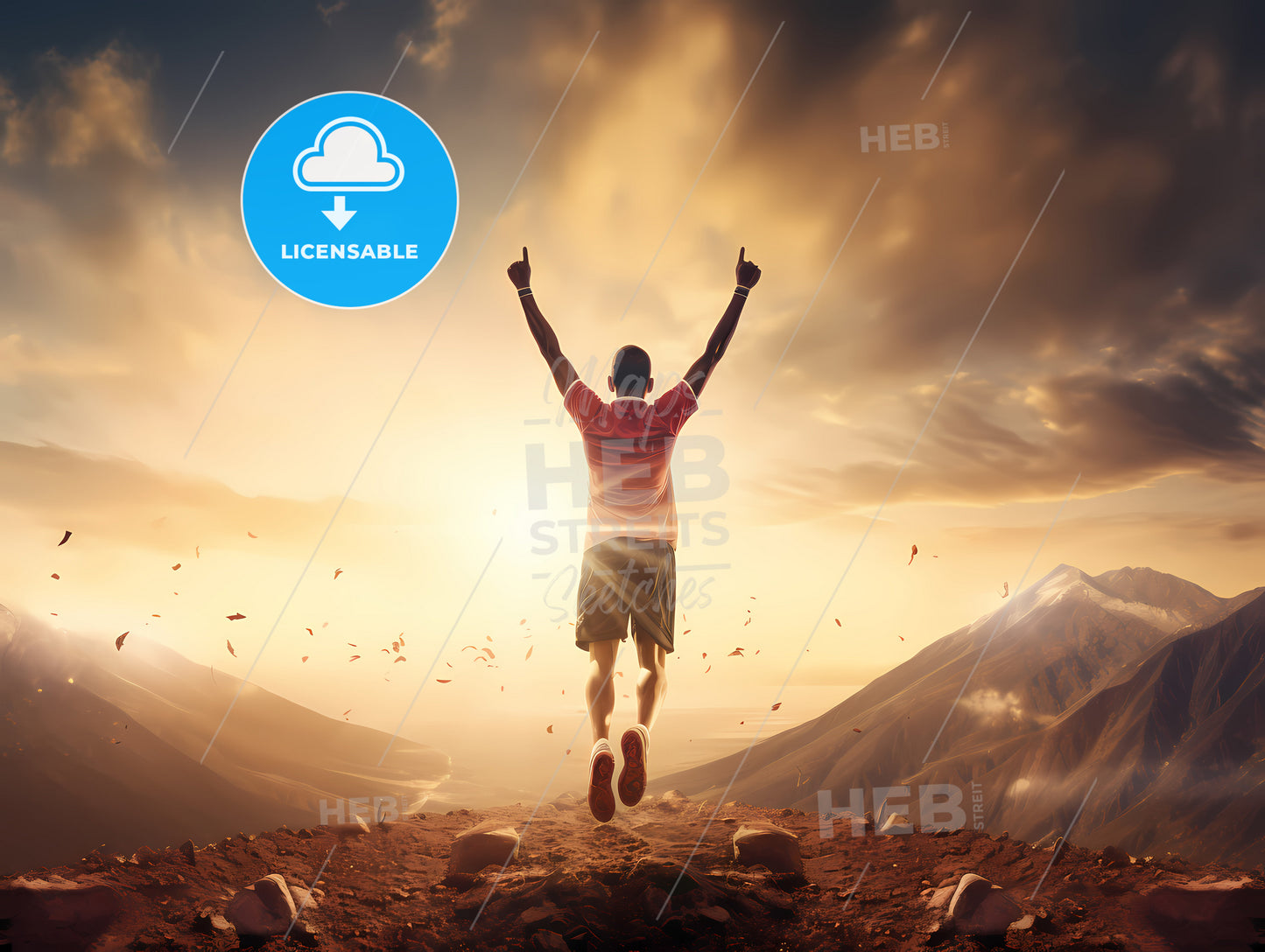 A Man Running On A Mountain