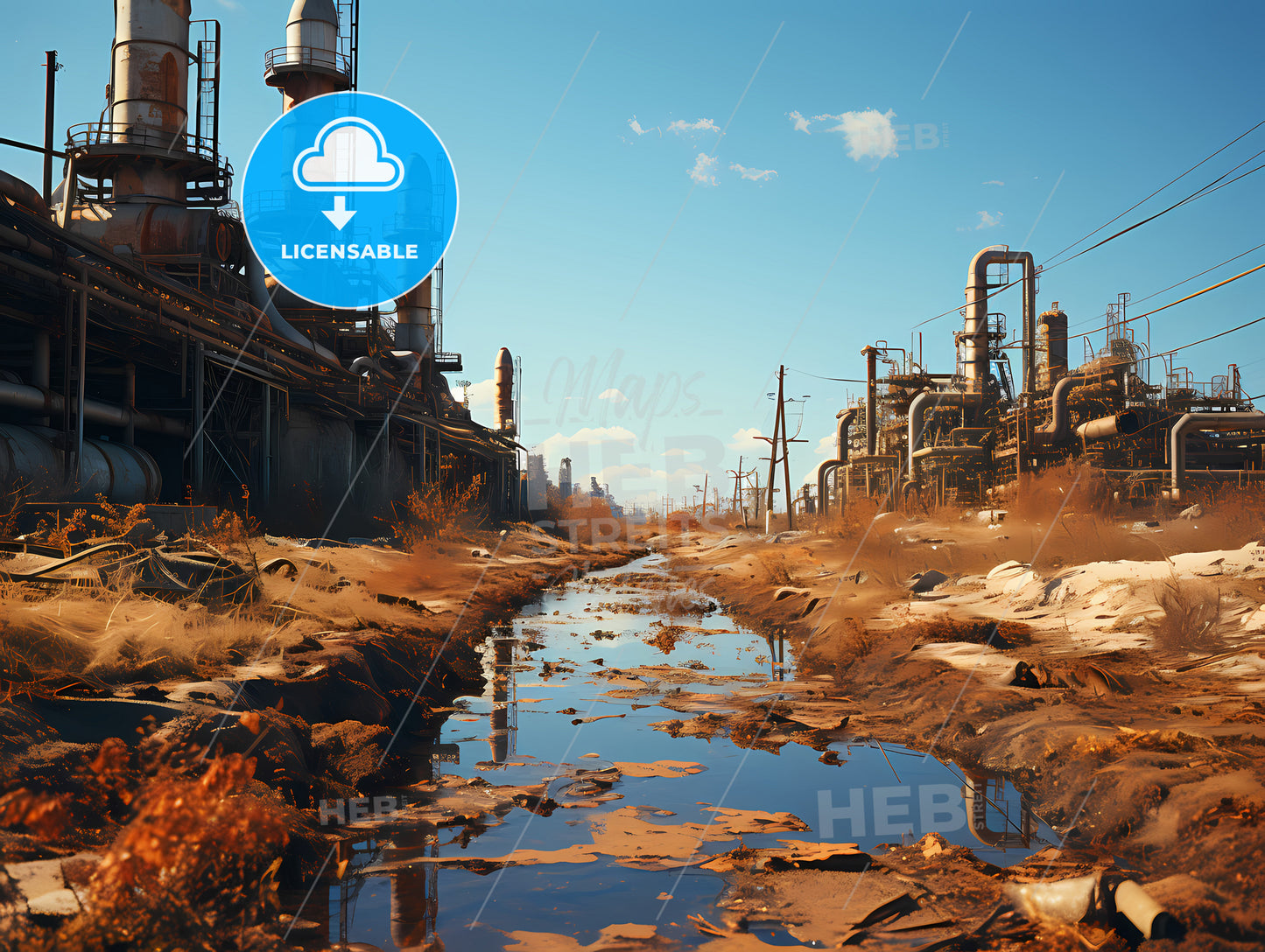 A Stream Running Through A Factory