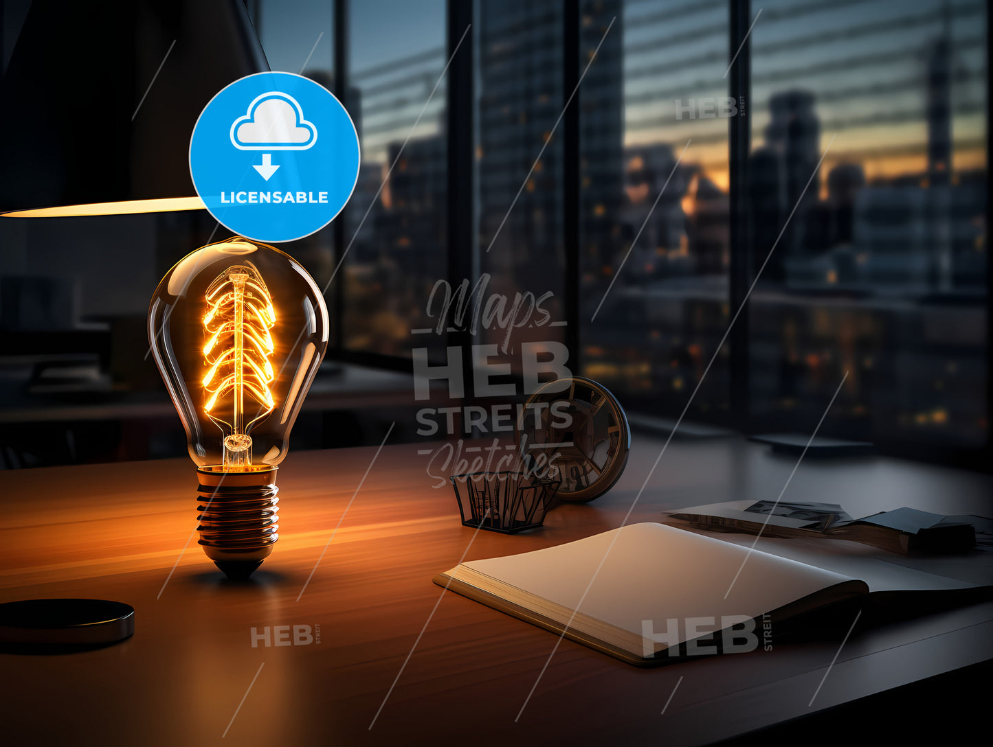 A Light Bulb On A Desk