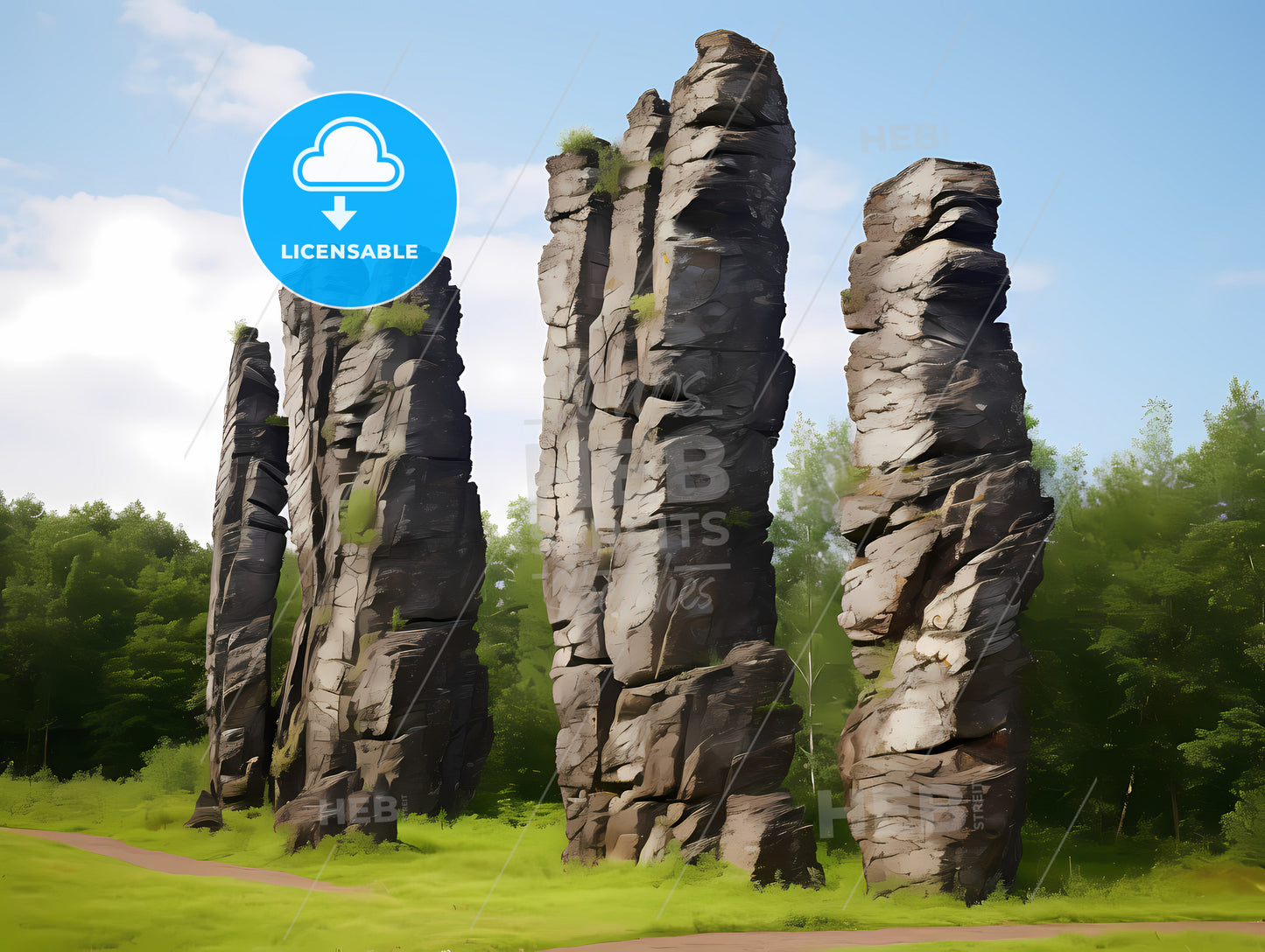 A Group Of Tall Rock Formations